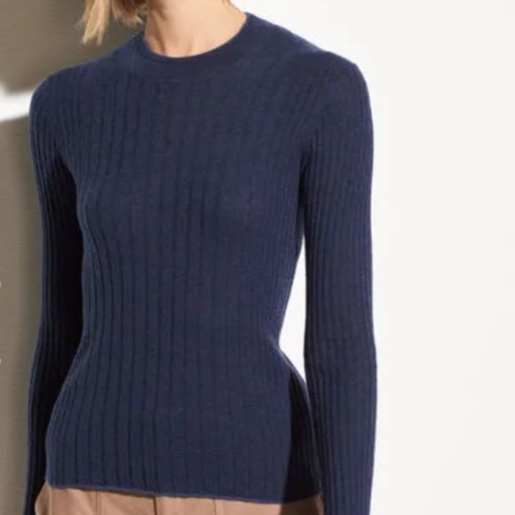 Vince Mixed Rib Stitch Coastal Cashmere Sweater M - Picture 3 of 14